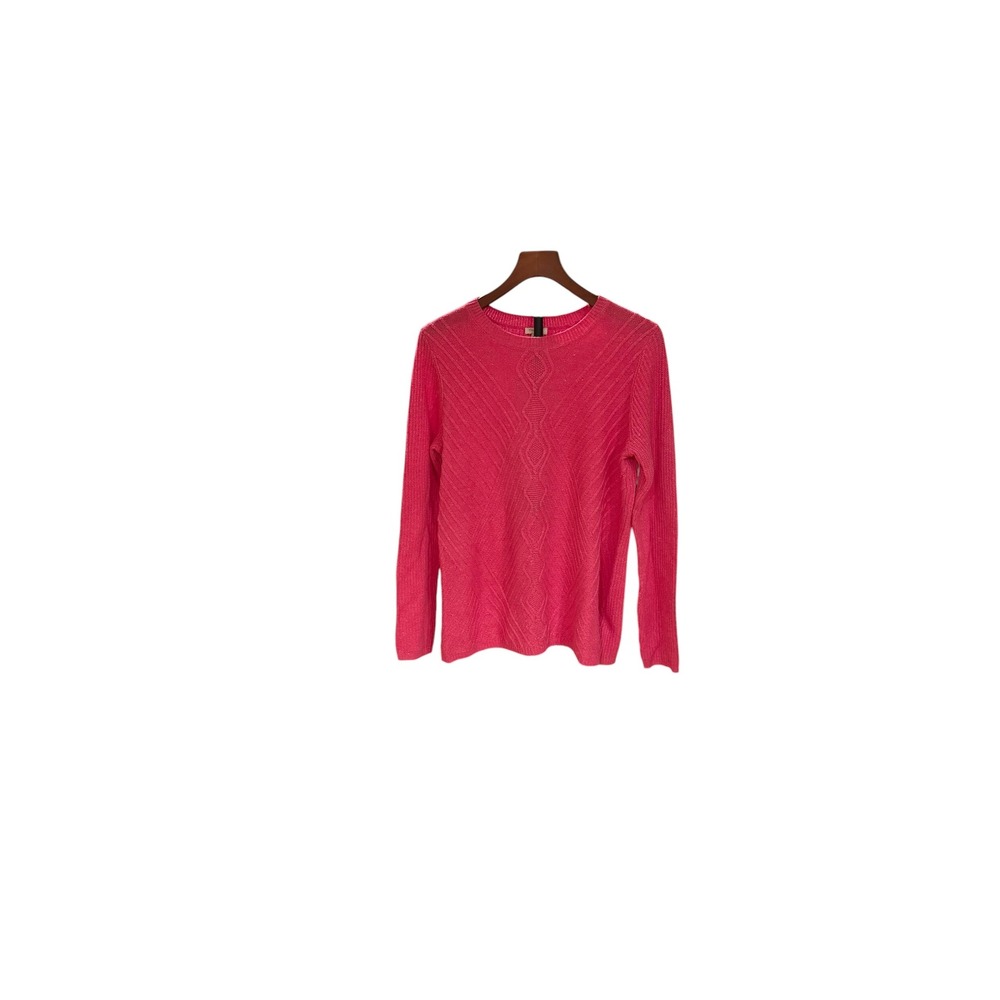 Preppy Talbots NWT  Womens Pink Textured Knit Crewneck‎ Sweater lightweight sz M